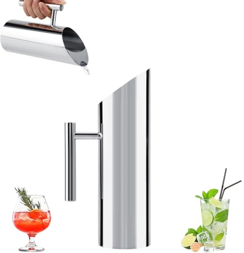 Pichet à Eau en Acier Inoxydable, Pitcher Potable Froide, Pichet à Eau 1.5 Litres Carafe Eau(29.5x9cm), Cruche à Eau avec Bec Verseur et Anse pour Thé Glacé, Café Chaud, Lait, Hotel Serving Tool