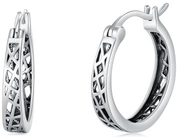 Ohrringe Silber 925 Creolen Silber 925 Klein Damen Silber Filigran Creolen Kleine Vintage Hypoallergene Filigran Ohrringe für Damen Frauen