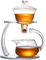 MOZEO Théière en verre semi-automatique rotative avec infuseur, théière Kungfu résistante à la chaleur (théière simple)