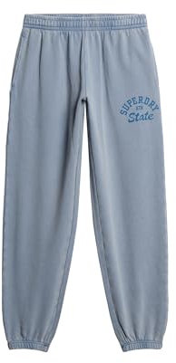 Superdry Damen Athletic Essentials Jogginghosen mit Vintage-Waschung und Grafik Gezeiten Blau 42