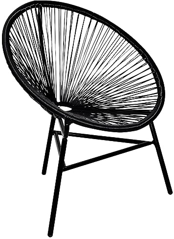 ARKEM Garten-Mondstuhl Poly Rattan Schwarz Gartensessel Rattansessel Gartenstuhl Rattanstuhl Relaxsessel