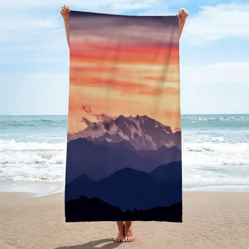 Toalla Playa Atardecer Toallas Playa Grande Microfibra Anti Arena MontañA De Nieve Playa Toallas para NiñA NiñO Adulto Piscina Toalha de Praia Mujer Hombre 200x200cm