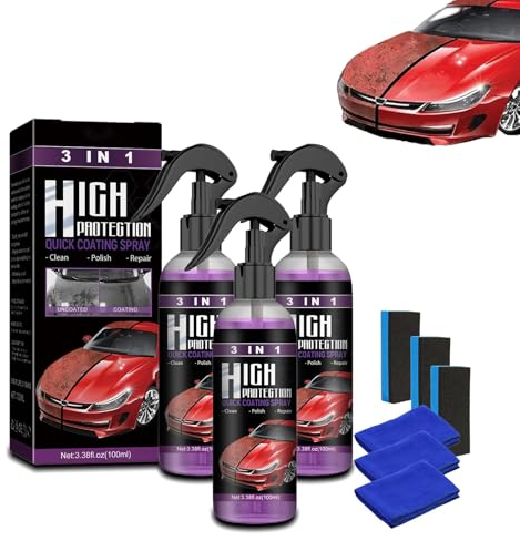 3 in 1 Beschichtungsspray, High Protection Spray, Auto Kratzer Entferner, Politur Beschichtung, 3-in-1 Hoher Schutz Schnelles (3 Stück)