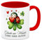 Marienkäfer Kaffeebecher in rot mit Spruch Glaube an Wunder, Liebe und Glück! Perfekte Tasse für Glaube an Wunder mit süßem Marienkäfer rotem Herz und Kleeblatt