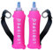 LOBISPEQ®️ - Pack de 2 Soft Flask 500ml con Correa Libre de BPA | Botellas Blandas Hidratación de TPU | Botella Agua Plegable Para Running, Trail Running o Cualquier Deporte (CORREA, ROSA)
