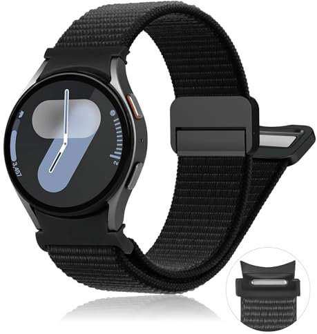 Ein Klick Magnet Armbänder für Samsung Galaxy Watch 7 6 5 4 FE Armband 40mm 44mm/6&4 Classic 47mm 43mm 46mm 42mm/5Pro 45mm Herren/Damen,Fabric Nylon Strap Sport Loop Band für Galaxy Watch 7 4 6 5 FE