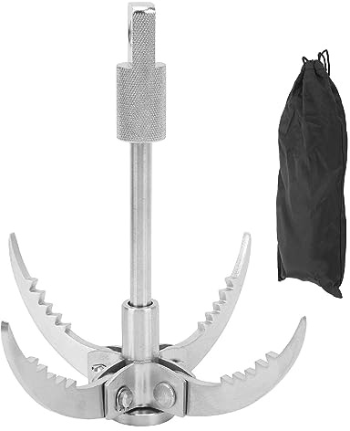 Kuuleyn Grappling Hook, Multi Purpose Sawtooth Hook,Small Grappling Hook Folding Claw 4 Claw Grappling Hook Stainless Steel Outdoor Survival Gear for Outdoor Rock Mountain Climbing