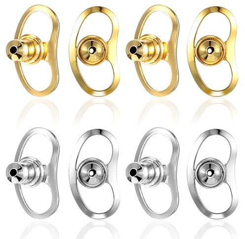 8 Stück Ohrring Verschluss Silber, Ohrring Heber, Stecker Ohrringverschlüsse Metall Ohrringheber Schwere Ohrringe Damen Basteln Schmuckherstellung Ohrstecker Verschlusse Gold