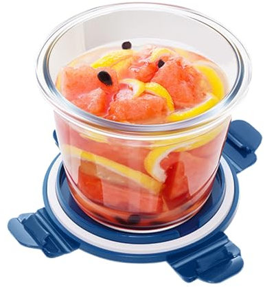 Inscrip Glasbehälter Mit Deckel Rund, 750ml Meal Prep Gläser, Glasschüssel Mit Deckel, Suppenbehälter, Frischhaltedosen Meal Prep Glas, für Kühlschrank/Gefriertruhe/mikrowellen BPA-frei (Dunkelblau)