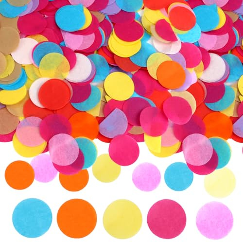 10000 Stück Konfetti Groß,Konfetti Bunt 2.5 cm Geburtstag Mehrfarbig Runde Streudeko Papier für Geschenkbox Dekoration Hochzeit Taufe(100g)