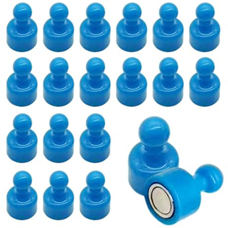 YSDINK 20 Stück Neodym Magneten, mehrfarbige magnetische Pinnadeln für Whiteboard, Kühlschrank, Magnettafel, ideal für Zuhause, Büro, Schule, Klassenzimmer, 12 x 20 mm, konische Form (Blau)