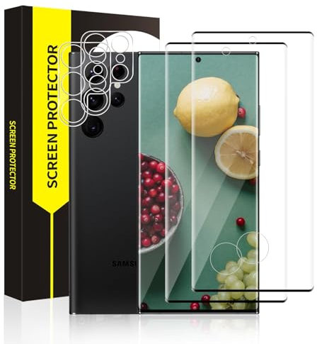 Bodyguard Verre Trempé pour Samsung Galaxy S22 Ultra 5G Verre [2+2 Pack dureté 9h Vitre Protection+film d'objectif] [Bubble Free] [0,33mm Tactile sensible] HD Anti Rayures S22 Ultra Protection Écran