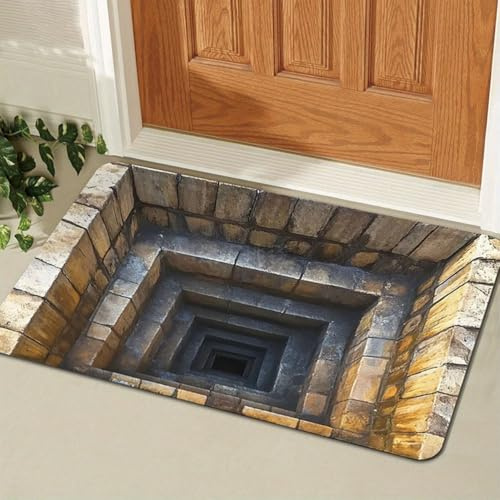 AVSMGP 3D-Teppich Mit Bodenlosem Loch Und Optischer Täuschung Fußmatte Für Den Innen- Und Außenbereich Für Heimdekoration, Spielzimmer, Garten, Boden Und Terrasse,A,50 * 80CM/1'8 × 2'7