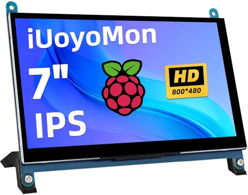 iUoyoMon Pantalla 7 Pulgadas para Raspberry Pi, Pantalla LCD Capacitiva IPS HDMI de 1024×600, Mini Monitor Portátil Compatible con Raspberry Pi 5/4/3 BB Black Banana Pi Win11/10/8/7 (No táctil)