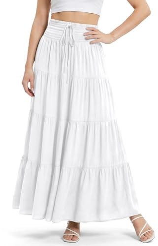 Alaoo Faldas Largo Mujer,2 en1 Elástica Falda Larga Bohemia | con cordón,Maxi Falda Largos Línea A para Vacaciones Playa Casual Talla única