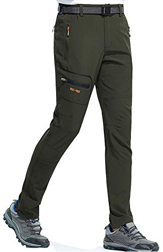 DAFENP Pantaloni Trekking Uomo Softshell Pantaloni da Lavoro Estivi Impermeabili Pantaloni Montagna Escursionismo Leggero Traspirante Asciugatura Rapida All'aperto KZ1603M-ArmyGreen-2XL
