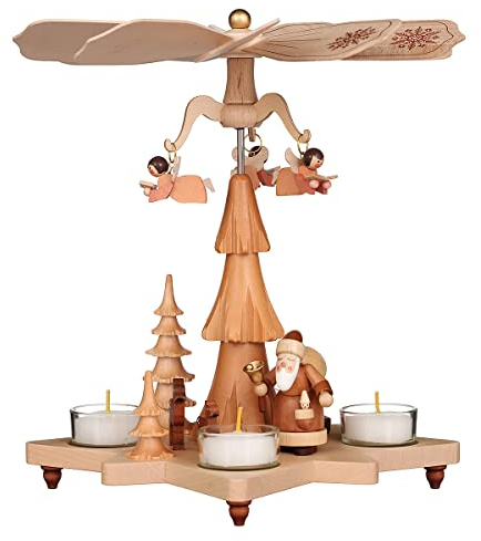 Unbekannt Teelichtpyramide Engel mit Weihnachtsmann 27cm
