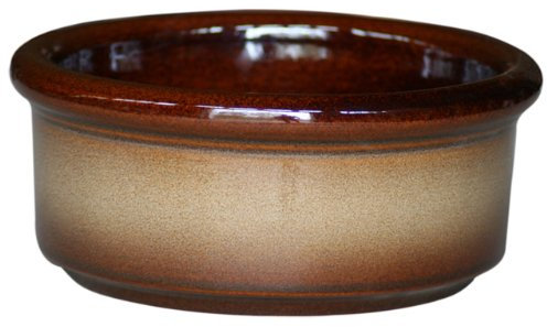 großer Hundenapf 3 Liter aus hochwertiger robuster Keramik 25x11 cm Fressnapf Futternapf Futterschale Napf (braun-geflammt)