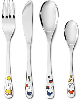 Zilverstad 6827030 Kinderbesteck Miffy spielt, 4-teilig, Edelstahl, silberfarben, 21.5 x 15.5 x 2.5 cm