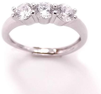 Gioielli Aurum - Damenring Trilogy aus 925er-Silber, verstellbar, mit Zirkonia-Steinen im Brillantschliff, Verlobungsring, Geschenkidee für Freundin, Verlobte, Hochzeit, Ehefrau und Jahrestag, Silber