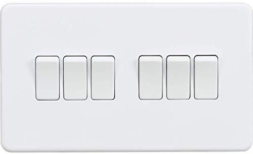 Knightsbridge SF4200MW Screwless 10A 6G 2 Way Switch-Matt White