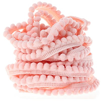 Yalulu 10 Yards Mini Pompons Haarball Ball Lace Spitze Trim Band für Kleidung DIY Fertigkeit und Dekorieren Nähen Zubehörteil (Rosa)
