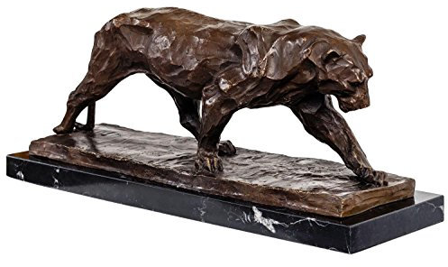 aubaho Bronzeskulptur Panther Kopie nach Barye 52cm Replik Bronze Raubkatze