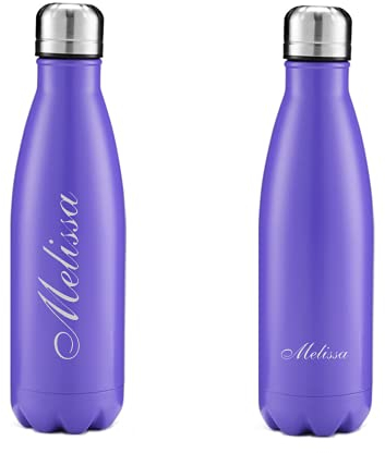 FunnyGuys Bouteille isotherme à double paroi en acier inoxydable - 500 ml - Personnalisable, violet