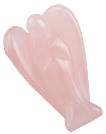 mookaitedecor Quartz Rose Ange Decoration,Pierre Guérison Figurine Ange Gardien de Poche Porte Bonheur Statue,1.5 Pouce