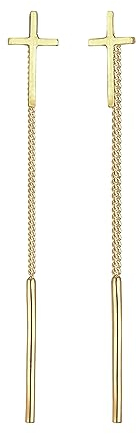 Elli Ohrringe Damen Kreuz Anhänger Trend aus 925 Sterling Silber vergoldet