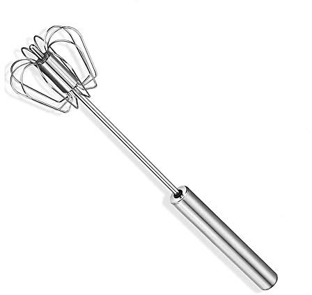 Whisk, 12 Inch Semi-Automatic Stainless Steel Hand Mixer for Mixing, Whisking, Beating, Premium Kitchen Utensils