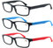 MODFANS (3 Pack Lesebrille 1.0 Herren/Damen,Gute Brillen,Hochwertig,Rechteckige,Komfortabel,Super Lesehilfe,fur Manner und Frauen,Schwarz-Blau-Rot