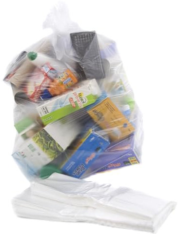Bag it Plastics Clear Recycling Bags (Pack of 1000) - 64 Gauge Bin Liners, Clear Bin Bags for 40L-90L Bins, Ideal for Recycling and Waste - Large Refuse Sacks 18” x 29” x 39”