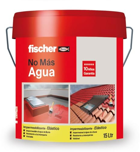 fischer - Pintura Impermeabilizante Rojo Sin Fibras, Resistente al Agua y Exteriores (15 l)