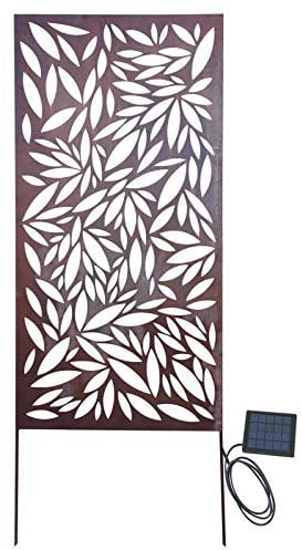 Nortene Panneau décoratif Solaire en métal, Motif Feuillage - Batterie Rechargeable - 60 x 120 cm