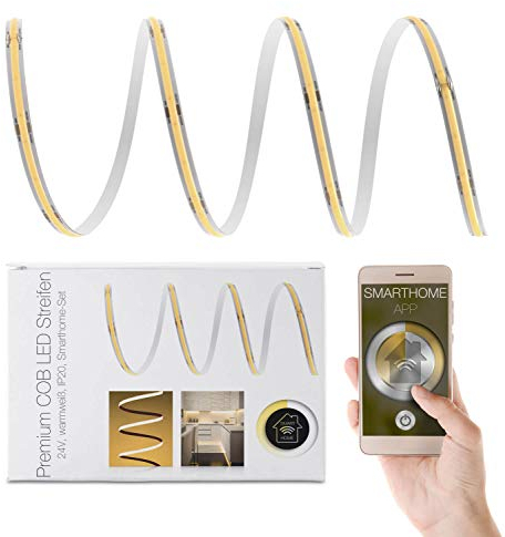 Premium 24V COB LED Streifen IP20 warmweiß Smart Home-SET & Netzteil Zigbee Controller 4m