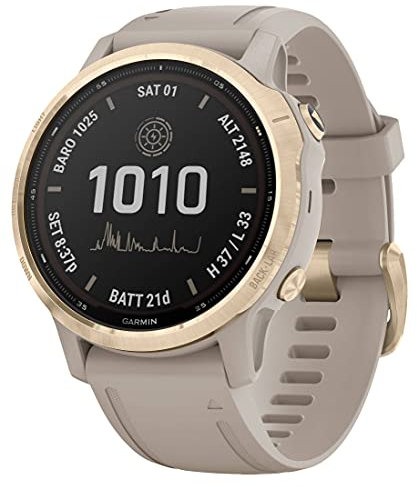 Garmin Fenix 6S Pro 010-02409-11 Montre connectée GPS Solaire Beige/doré 2022 Moniteur de fréquence Cardiaque
