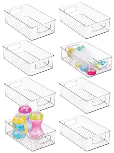 mDesign Aufbewahrungsbox für die Küche – stapelbare Kühlschrankkorb aus Kunststoff – Kühlschrankbox für Milchprodukte, Obst und andere Lebensmittel – 8er-Set – durchsichtig