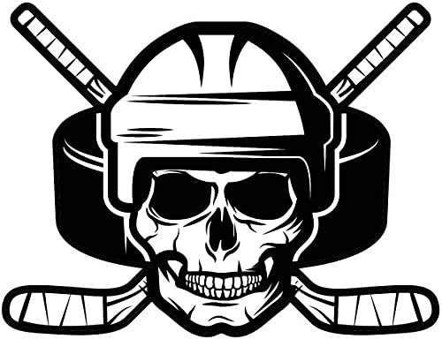 myrockshirt Eishockey Totenkopf Puck 15 cm Aufkleber Autoaufkleber Sticker ohne Hintergrund Auto PKW Lack Scheibe