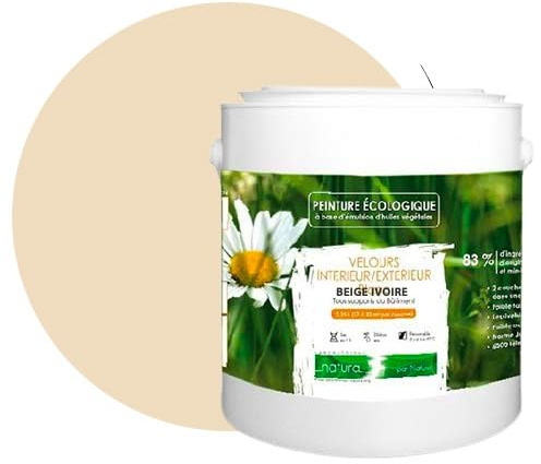 BOX DECO COULEURS Peinture naturelle écologique intérieur extérieur aspect velours Natura - 2.5L, Beige Ivoire