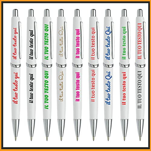 Fino a 300 Pezzi di Penne Personalizzata, Penna con 2 stampe a colori, Nome, testo, logo,Penna a Sfera Regalo Ufficio, Laurea, Matrimonio, Anniversario, compleanno (30, bianche)