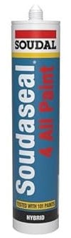 Soudaseal 4 All Paint - Mastic polymère hybride recouvrable - Soudal - Cartouche de 290 ml RAL 9010 - Blanc pur