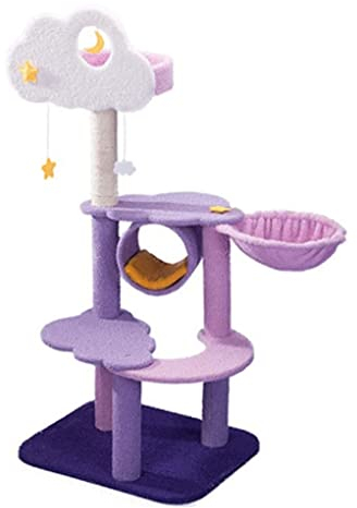 SMSOM Katzenturm, Katzenbaum for Indoor-Katzen, Wohnung mit Plattform & Hängematte Kratzpfosten, Katze-Turnhalle mit Plüschspielzeug for Spiel