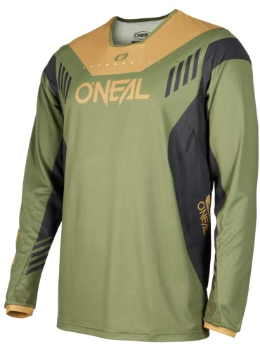 O'NEAL | Mountainbike-Trikot | MTB Mountainbike DH Downhill FR Freeride | Atmungsaktives Material, maximale Bewegungsfreiheit | Element FR Jersey Hybrid V.23 | Erwachsene | Olive Schwarz | Größe S