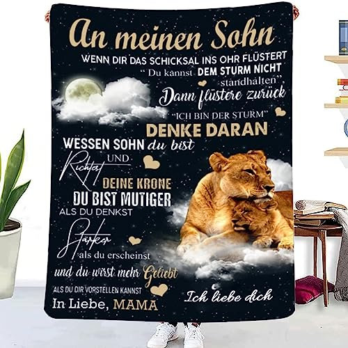 Kuscheldecke An Meinen Sohn von Mama- Mutter Sohn Personalisierte Decke Geschenk, Super Weiche Flanell Wohndecke, Junge Geburtstags Abschluss-Geschenke, Geschenk für Sohn