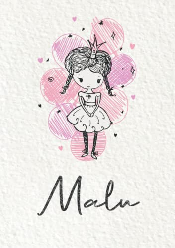 Malu: Notizbuch A5 | Personalisierter vorname Malu | Geburtstagsgeschenk für Frau, Mutter, Schwester, Tochter | Design: Kleine Prinzessin | 120 Seiten liniert, Kleinformat A5 (14,8 x 21 cm)