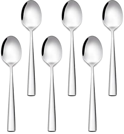 Otto Koning - Cuillères à Café, Set de 6 - Design Élégant et Moderne - Cuillères en Acier Inoxydable avec Finition Miroir, 15,3 cm, Lavables au Lave-Vaisselle. (Argent, 6 pièces)