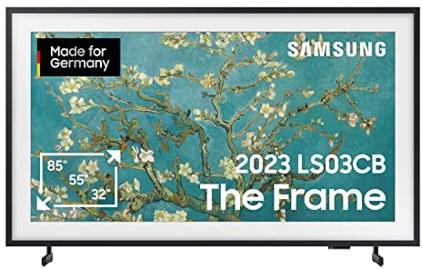 Samsung QLED FullHD The Frame 32 Zoll Fernseher (GQ32LS03CBUXZG, Deutsches Modell), mattes Display, austauschbare Rahmen, Art Mode, Smart TV [2023]