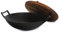 Megachef Wok en fonte robuste de 35,6 cm avec couvercle en bois