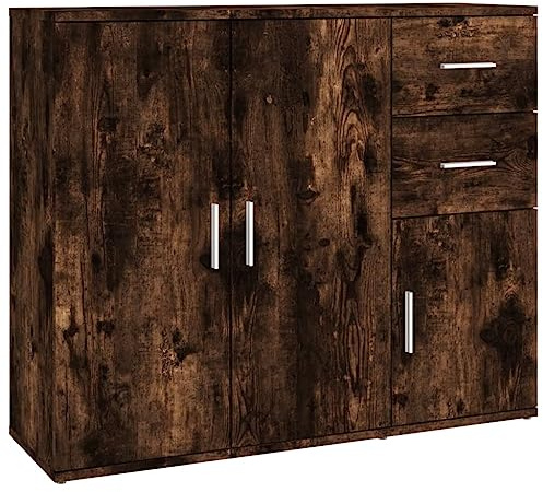 vidaXL Credenza Rovere Fumo 91x29,5x75 cm in Legno Multistrato